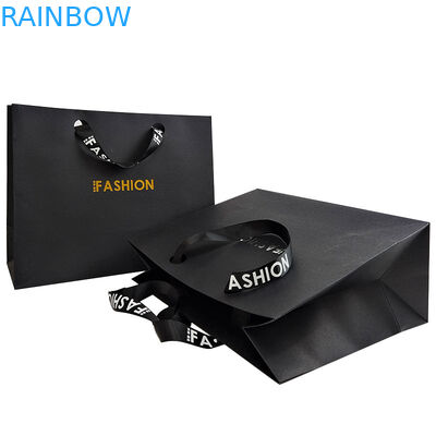 Customized Branded Logo Luxury Black Paper Apparel Packaging Gift Shopping Bag Paper Packaging