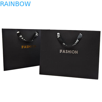 Customized Branded Logo Luxury Black Paper Apparel Packaging Gift Shopping Bag Paper Packaging