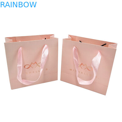 Custom Print Logo Elegant White Black Gift Paper Bags Luxury Clothing Boutique Paper Shopping Bag With Ribbon Handle