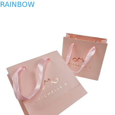 Custom Print Logo Elegant White Black Gift Paper Bags Luxury Clothing Boutique Paper Shopping Bag With Ribbon Handle