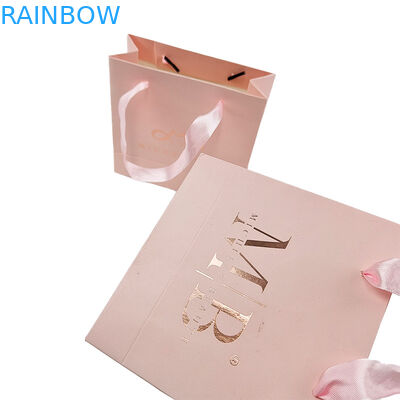 Custom Print Logo Elegant White Black Gift Paper Bags Luxury Clothing Boutique Paper Shopping Bag With Ribbon Handle