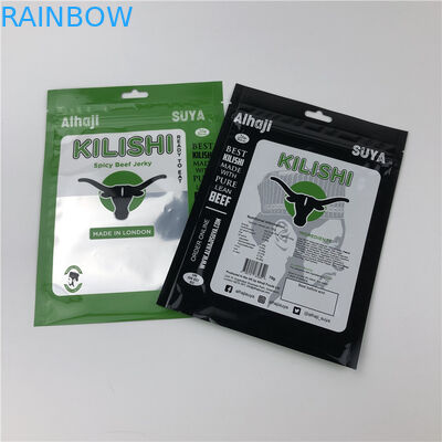 Foil Three Side Seal Zipper Flat Beef Jerky Plastic Packaging Bags