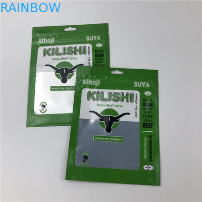 Foil Three Side Seal Zipper Flat Beef Jerky Plastic Packaging Bags