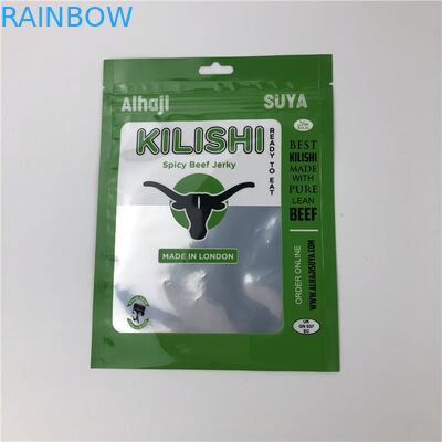 Foil Three Side Seal Zipper Flat Beef Jerky Plastic Packaging Bags
