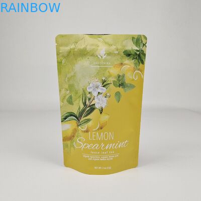 Custom Printed Matte Yellow Stand Up Pouch Aluminum Foil Mylar Bag Tea Food Packaging Plastic Bags With Ziplock