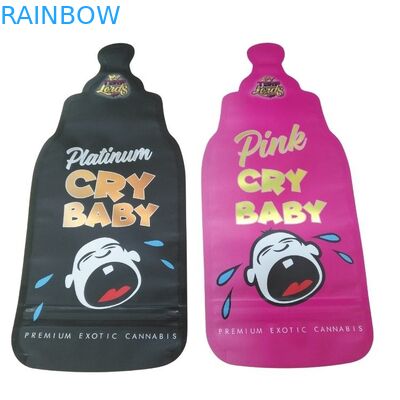 Custom Printed Child Proof Ziplock Holographic Die Cut Mylar Bag 3.5g Special Shape Gummy Candy Edible Packaging Bag