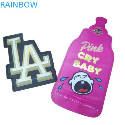 Custom Printed 3.5g Unique Special Die Cut Irregular Shaped Mylar Bags Sealed 8th Smell Proof Special Cali Mylar Bag