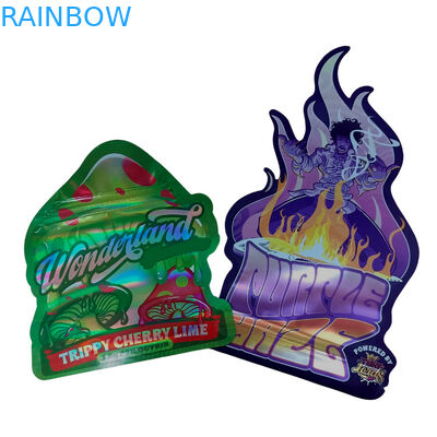 Custom Printed Matte Soft Touch Bag 3.5g Mylar Bags Digital Printed Holographic Die Cut Mylar ZiplockBag