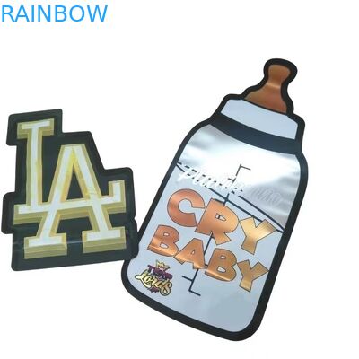 Custom Printing 3.5g Mylar Bags Die Cut Irregular Pouches With Ziplock Circle Mylar Soft Touch Plastic Food Candy Bags