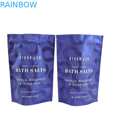 Matte Printed Resealable Packaging Bag Zip Lock Plastic Bath Salt Body Scrub Standing Up Pouch With Zipper