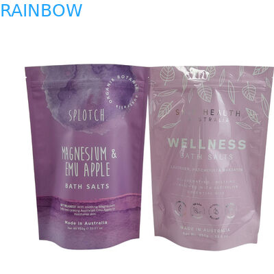 Matte Printed Resealable Packaging Bag Zip Lock Plastic Bath Salt Body Scrub Standing Up Pouch With Zipper