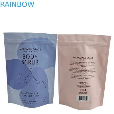 Matte Printed Resealable Packaging Bag Zip Lock Plastic Bath Salt Body Scrub Standing Up Pouch With Zipper