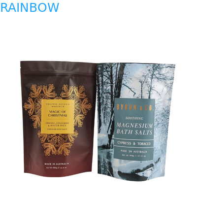 Custom Logo Printing Ziplock Pouch Body Scrub Soap Bath Bomb Packaging Aluminum Foil Pouch Plastic Zipper Bath Salt Bags