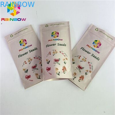 Digital Printing Reusable Biodegradable Eco Friendly Stand Up Pouch White Kraft Paper Zip Lock Zipper Bag