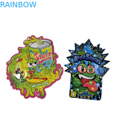 3.5g Customized Packaging And Logo Printing Special Unique Shaped Inside Printed Holographic Die Cut Mylar Bag