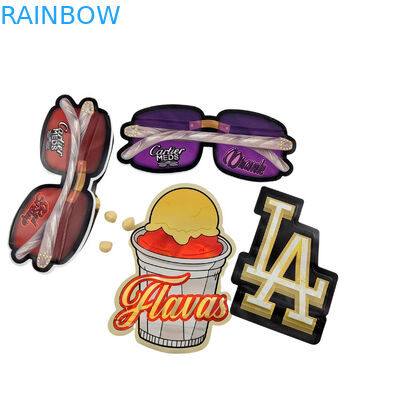 3.5g Customized Packaging And Logo Printing Special Unique Shaped Inside Printed Holographic Die Cut Mylar Bag