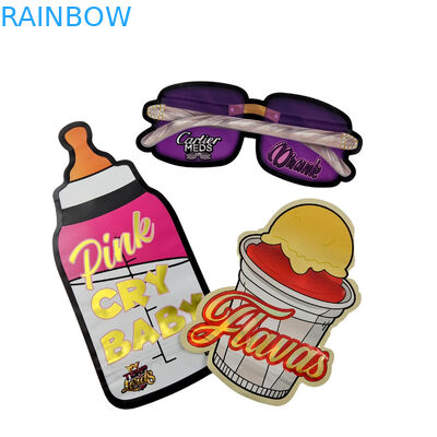 3.5g Customized Packaging And Logo Printing Special Unique Shaped Inside Printed Holographic Die Cut Mylar Bag