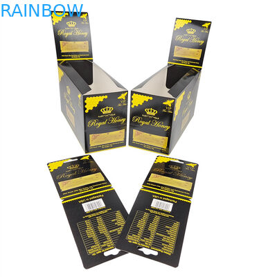Empty! High Level Custom Printing Display Paper Box Paper Cards Glossy Black Surface   Paper Box For Royal Honey Packa