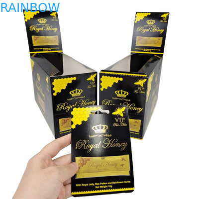 Empty! High Level Custom Printing Display Paper Box Paper Cards Glossy Black Surface   Paper Box For Royal Honey Packa