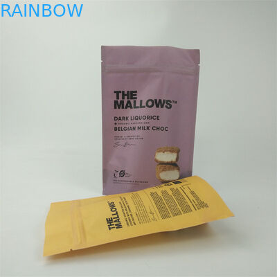 Custom Biodegradable Kraft Paper Stand Up Child Proof Zip Lock Packaging Bags For Snacks and Bars