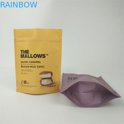 Custom Biodegradable Kraft Paper Stand Up Child Proof Zip Lock Packaging Bags For Snacks and Bars