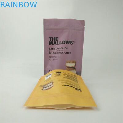 Custom Biodegradable Kraft Paper Stand Up Child Proof Zip Lock Packaging Bags For Snacks and Bars