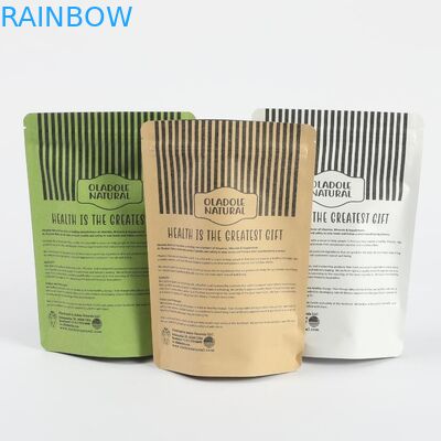 Custom Biodegradable Kraft Paper Stand Up Zip Lock Packaging Bags For Tea And Coffee Powder