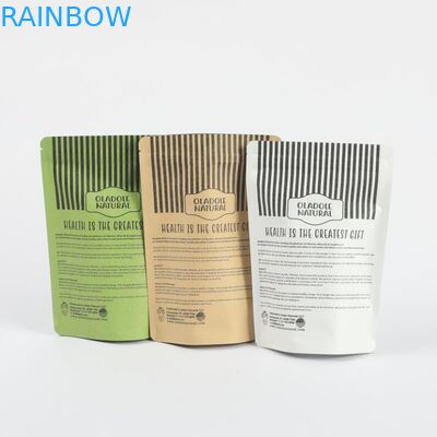 Custom Biodegradable Kraft Paper Stand Up Zip Lock Packaging Bags For Tea And Coffee Powder