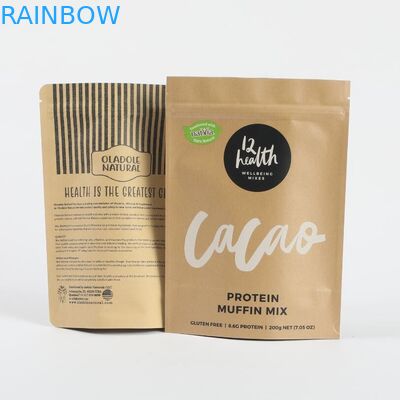 Custom Biodegradable Kraft Paper Stand Up Zip Lock Packaging Bags For Tea And Coffee Powder