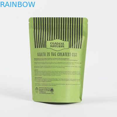 Custom Biodegradable Kraft Paper Stand Up Zip Lock Packaging Bags For Tea And Coffee Powder