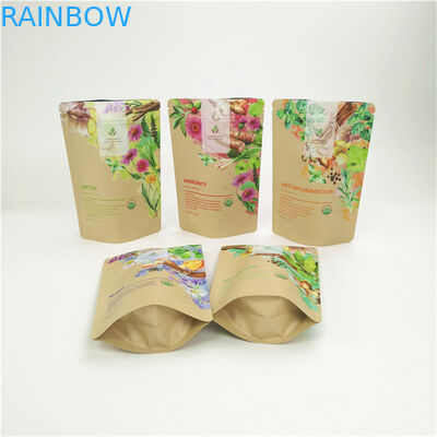 Kraft Paper Bag Tea Bags Packaging For Resealable Stand Up Pouches