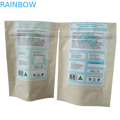 Stand Up Silver Foil Sachets with Doy Pack Design for Coffee Body Scrub Packaging