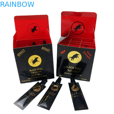 Custom Printed Mini Pill Pouch Honey Small Sachet with Paper Box Rhino Honey Stick Packet Roll