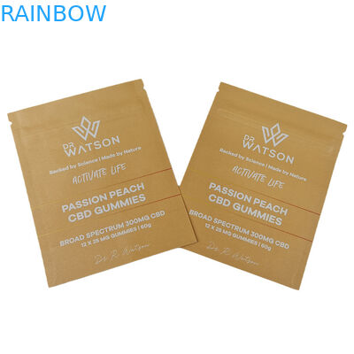 Hot Sale Biodegradable Stand Up Kraft Paper Smell Proof Bags with Logo Resealable Mylar Bags for Edible Gummy