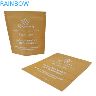 Hot Sale Biodegradable Stand Up Kraft Paper Smell Proof Bags with Logo Resealable Mylar Bags for Edible Gummy