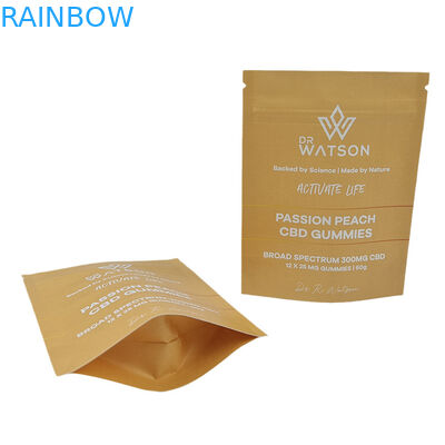 Hot Sale Biodegradable Stand Up Kraft Paper Smell Proof Bags with Logo Resealable Mylar Bags for Edible Gummy