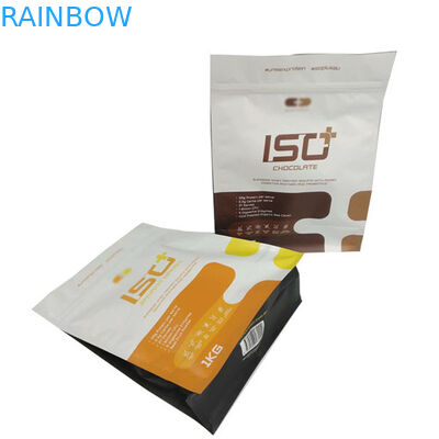 Flat Bottom Protein Powder Packaging Bags Square Shape Coffee Pouches
