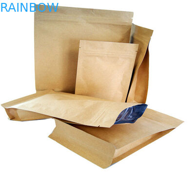 Printed Kraft Paper Packaging Bags Flat Bottom Coffee Pouches With Degassing Valve