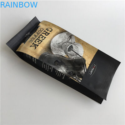 Customized Printing 250g Four Side Sealed Stand Up Coffee Pouches With Valve