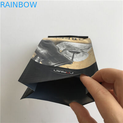 Customized Printing 250g Four Side Sealed Stand Up Coffee Pouches With Valve
