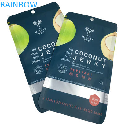 Flat Mylar Pouches Coconut Jerky Packaging Bags With Clear Window
