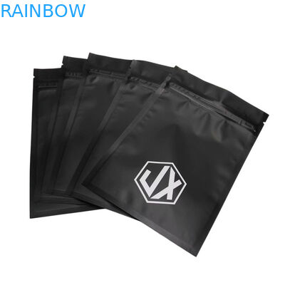 Matte Black Three Side Seal Cable USB Plastic Packaging Bags With Zipper