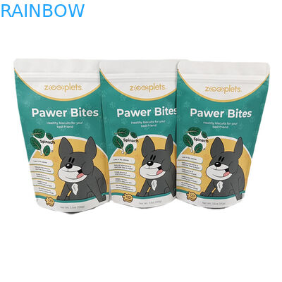 Low Moq Stand Up Pouch Kraft Paper Printed Packaging Bag for Pet Treat Smell Proof Bags with Logo