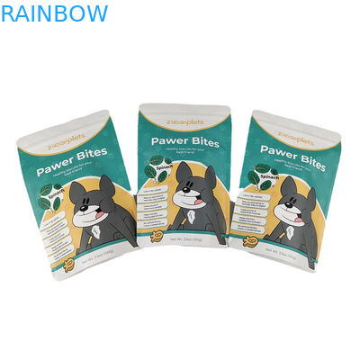 Low Moq Stand Up Pouch Kraft Paper Printed Packaging Bag for Pet Treat Smell Proof Bags with Logo