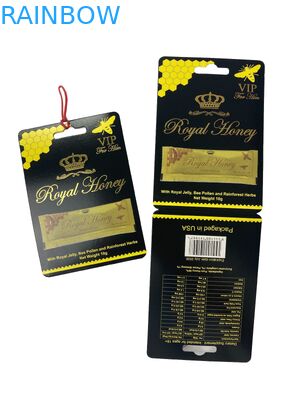 Customized Logo Royal Honey VIP Sachet Packaging Paper Card Gold Foil Paper Card for Honey Stick