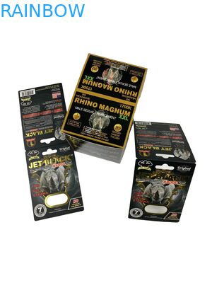 Hot Sale Custom Enhancement Pills Packaging Paper Card Rhino Tablet Pill Printed Paper Card with Blister