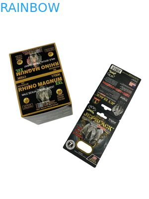 Hot Sale Custom Enhancement Pills Packaging Paper Card Rhino Tablet Pill Printed Paper Card with Blister