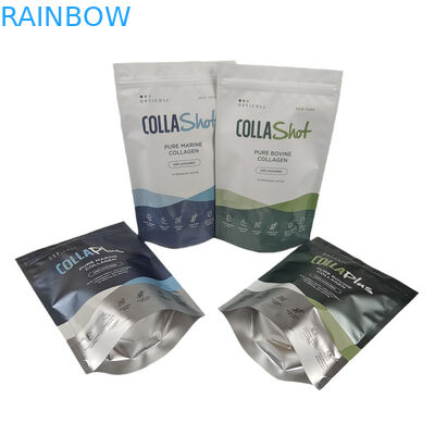 Custom Logo Stand up Mylar Bags with Spot UV Aluminum Foil Resealable Mylar Bags for Protein Powder