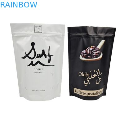 Custom Logo Plastic Stand Up Bags With Degassing Valve 100g 250g Coffee Bean Plastic Packaging Bags