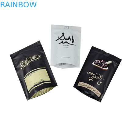 Custom Logo Plastic Stand Up Bags With Degassing Valve 100g 250g Coffee Bean Plastic Packaging Bags